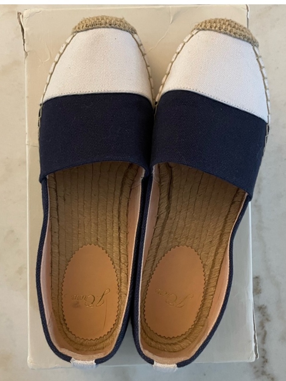 J Crew Women's Navy and White Canvas Espadrilles size 8.5 - Picture 10 of 15